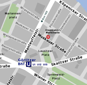 Kartenausschnitt Anfahrt zum Steuerbüro Stefan Beck in Kreuzberg